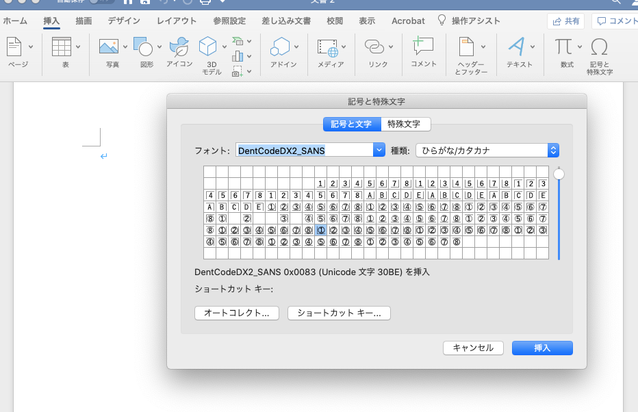 歯式フォント入力方法 Word2