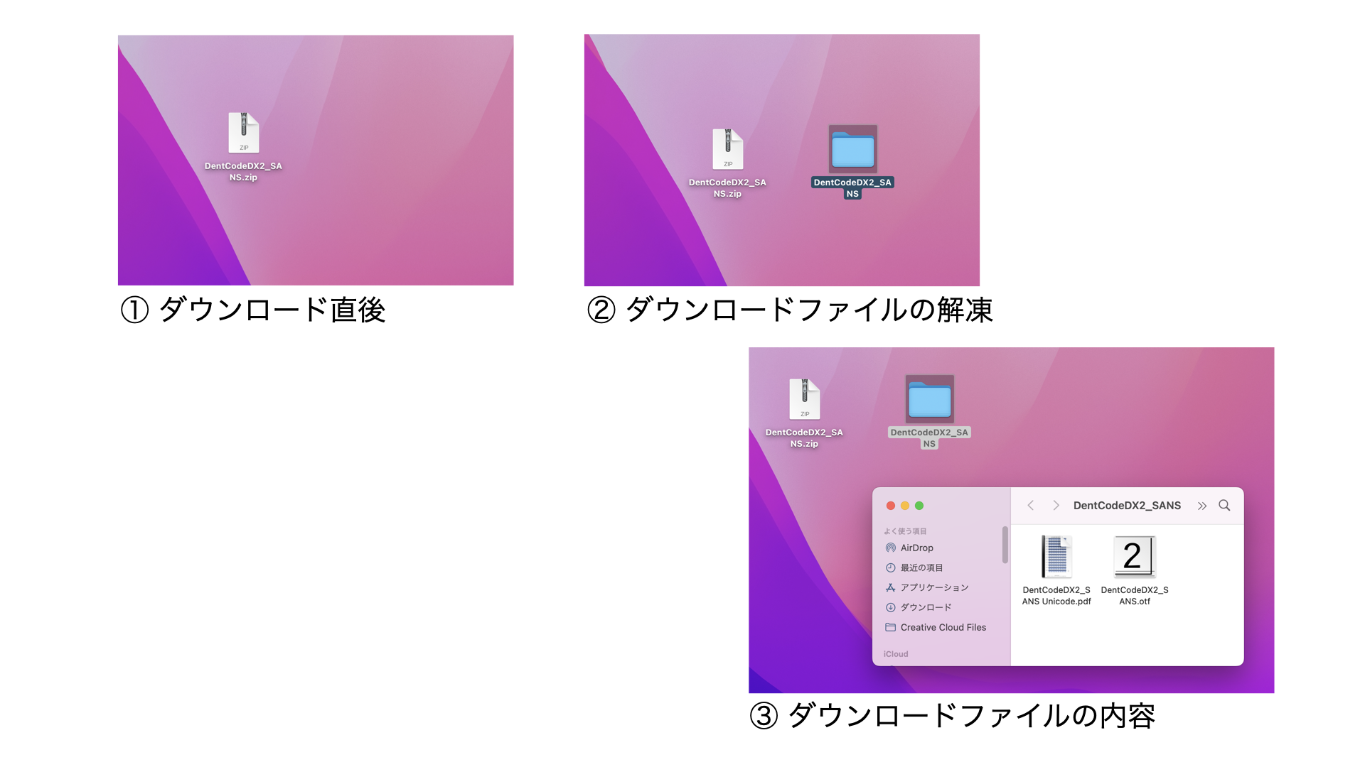ダウンロードファイルの解凍